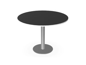 Ws.D Key Round Cylinder Base Table in Alternative Top and Edge Finish with Brushed Steel Leg