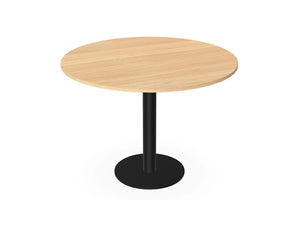 Ws.D Key Round Cylinder Base Table in Oak Finish with Black Legs