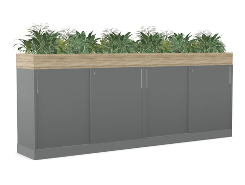 Ws.D Key 2-Level Sliding Cabinet with Planters On Top