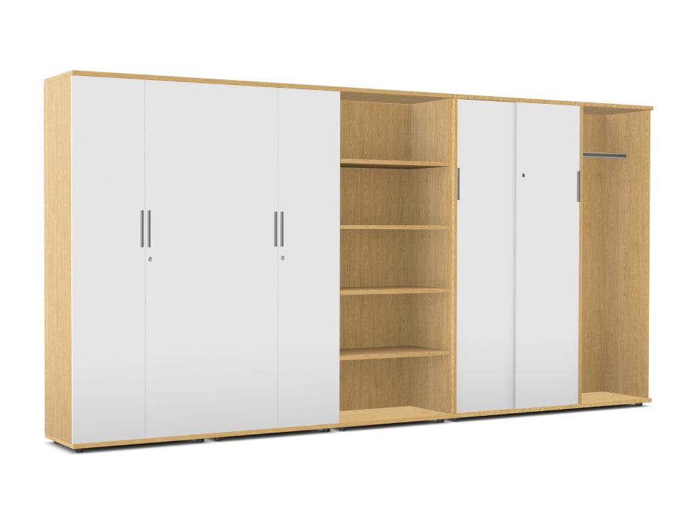 Ws.D Key 5-Level Cupboard with Bookshelf and Sliding Cabinet and Open Wardrobe