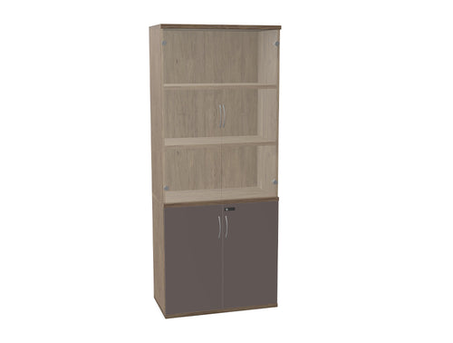 WsD Key 5 Level Half Closed Storage with Frameless Glass Rock Oak