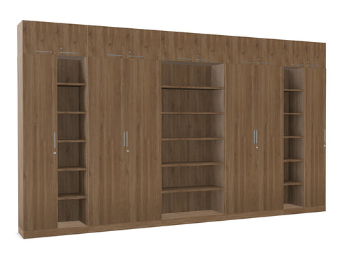 WsD Key Storage Modular 6 Level Cupboard with Bookshelves and High Cabinets Coffee