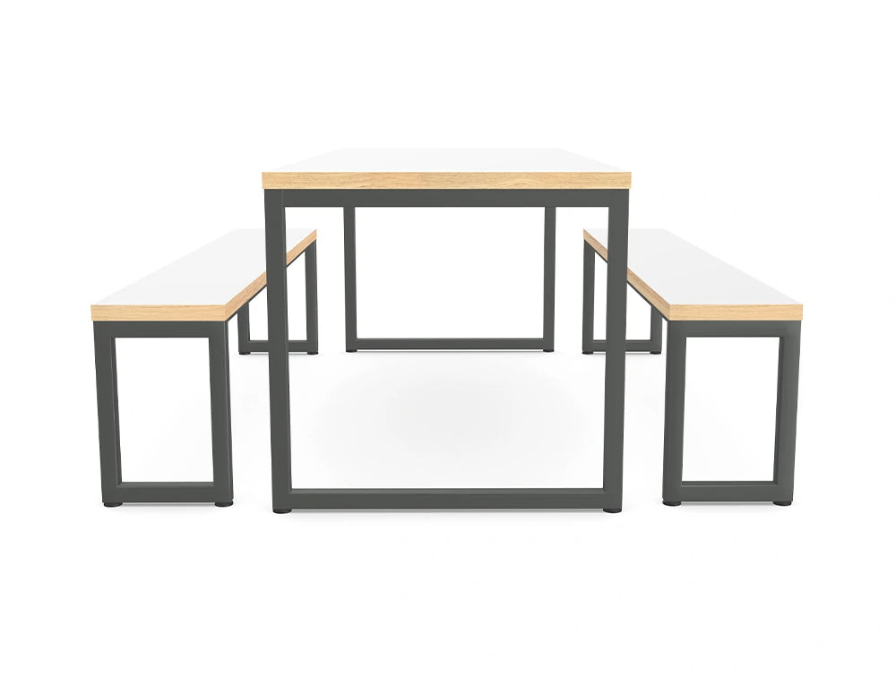 WsD Nestro Closed Metal Leg Canteen Table and Bench Set with Alternative Edging 3