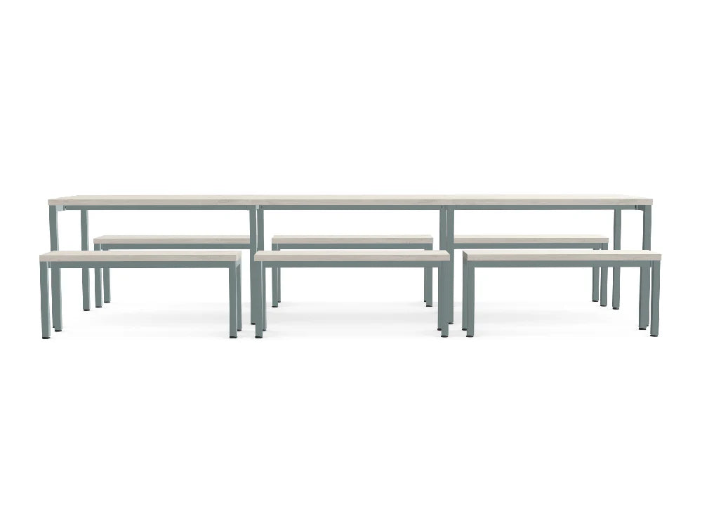 WsD Nestro Metal 3 Piece Canteen Table with Straight Leg 2