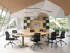 WsD Nexis Plus Cylinder Squircle Base Meeting Table with Rectangular Table Top with Vela Chair in Modern Open Space Meeting Room Setting 2