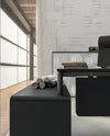 WsD Profil Executive Desk with Credenza in Black Finish