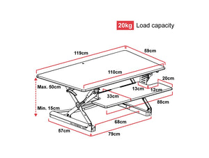 Yo Yo Desk 120 Sit Stand Solution White 7 Dimensions 1