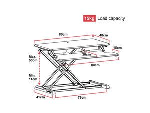 Yo Yo Desk 80 S Sit Stand Solution Black 8 Dimensions 1