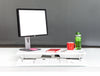 Yo Yo Desk 80 S Sit Stand Solution White 5 With Red Notebook And Computer Set On Top