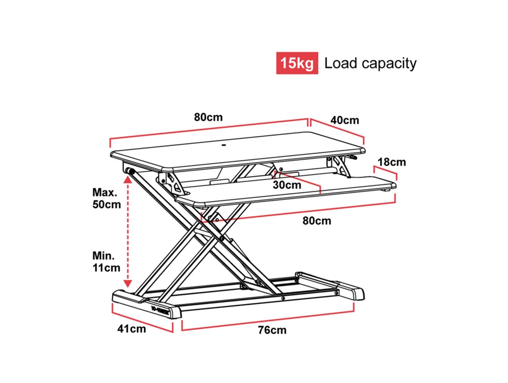 Yo Yo Desk 80 S Sit Stand Solution White 8 Dimensions 1