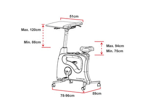 Yo Yo Desk Bike Home Office Solution White 7 Dimensions