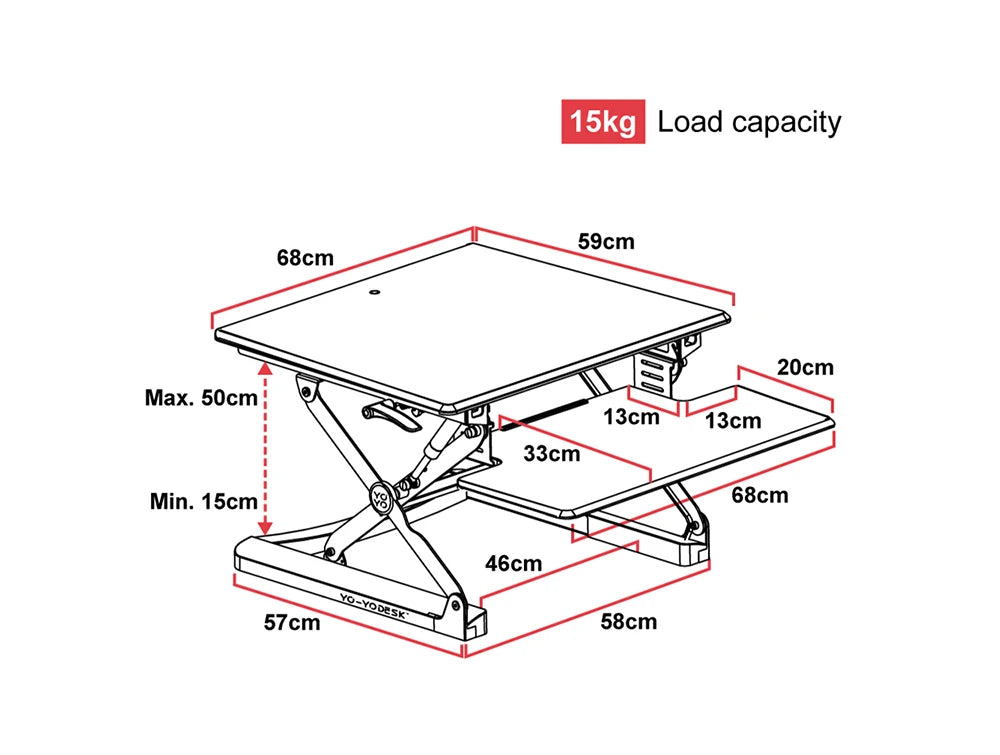 Yo Yo Desk Mini Sit Stand Solution White 9 Dimensions 1