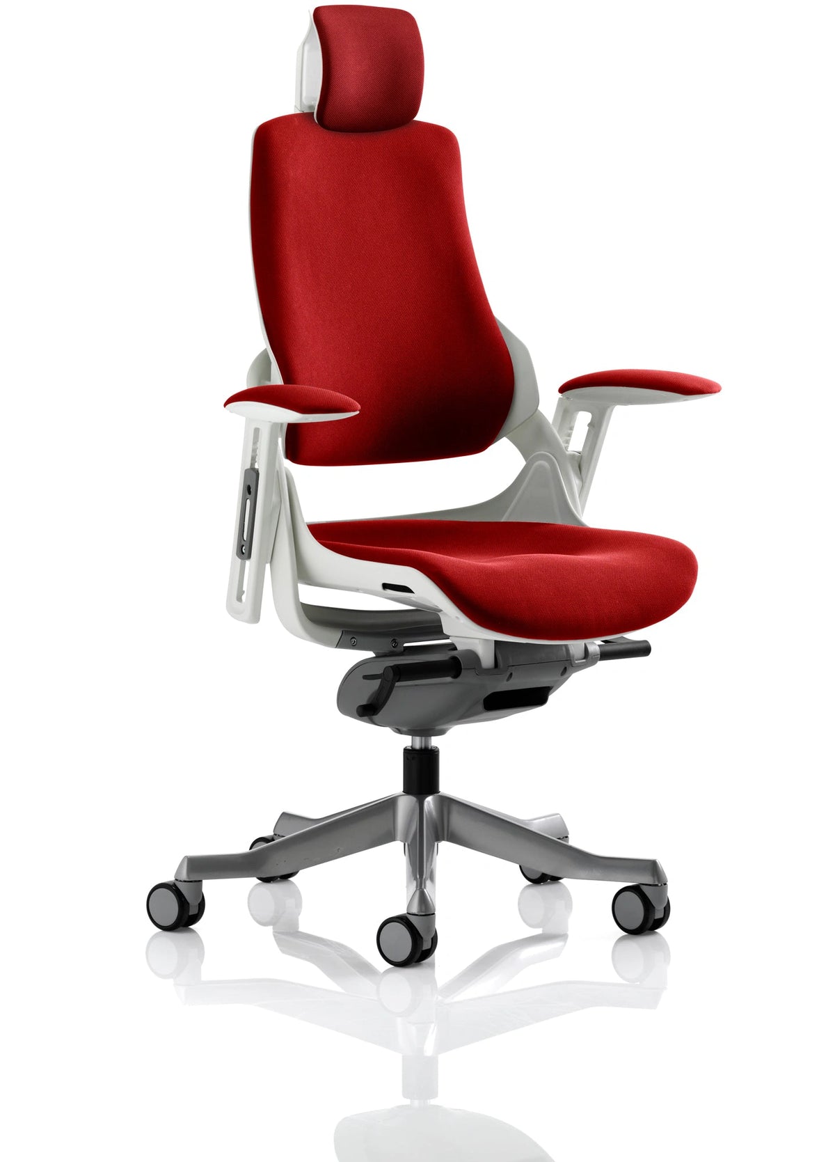 Zure High Back White Shell Executive Office Chair With Arms KCUP1282 1