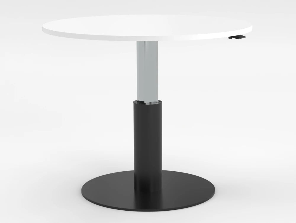 Mara Follow Round Adjustable Table 299K White Top Black Frame 1100Mm