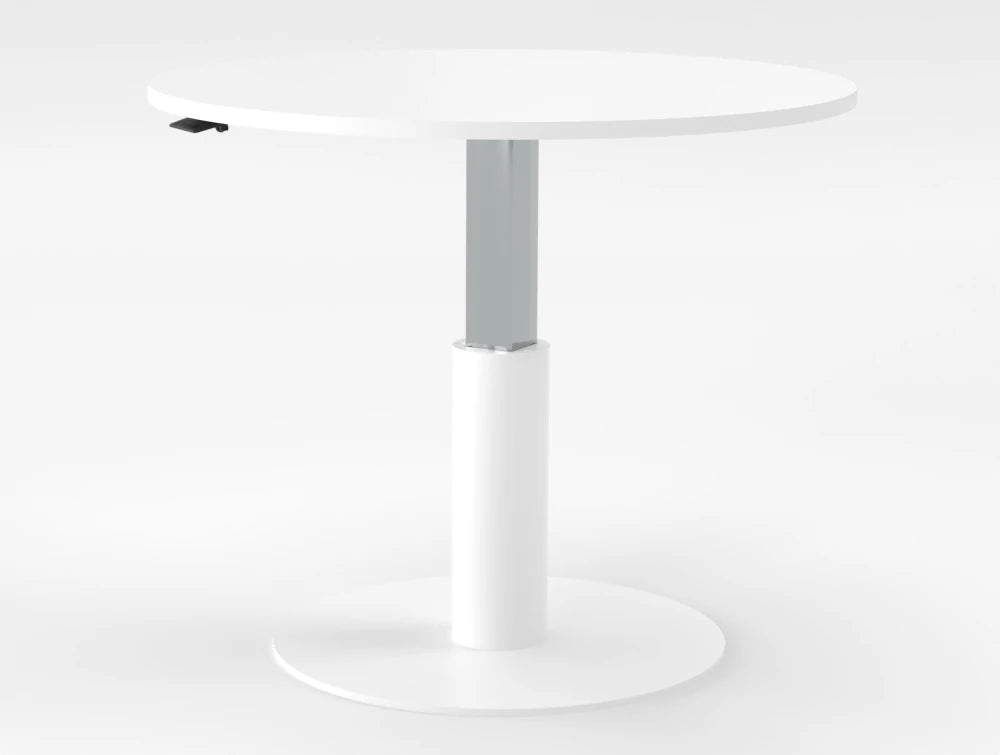 Mara Follow Round Adjustable Table 299K White Top White Frame 1000Mm