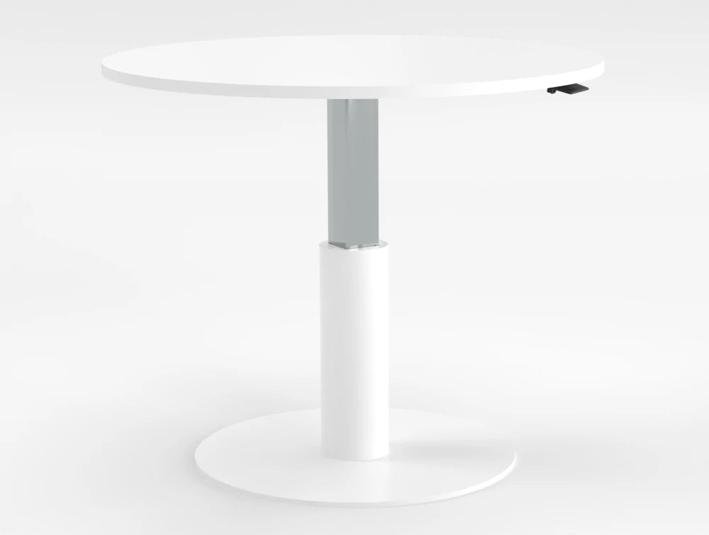 Mara Follow Round Adjustable Table 299K White Top White Frame 1100Mm