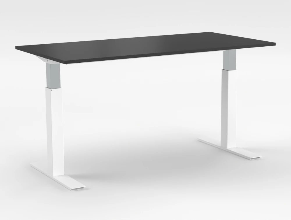 Mara Follow Sit Stand Desk 299F Black Top White Frame 1400Mm