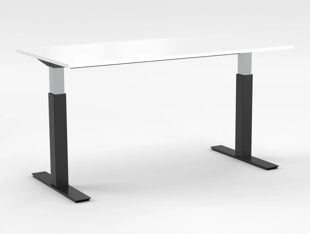 Mara Follow Sit Stand Desk 299F White Top Black Frame 1600Mm